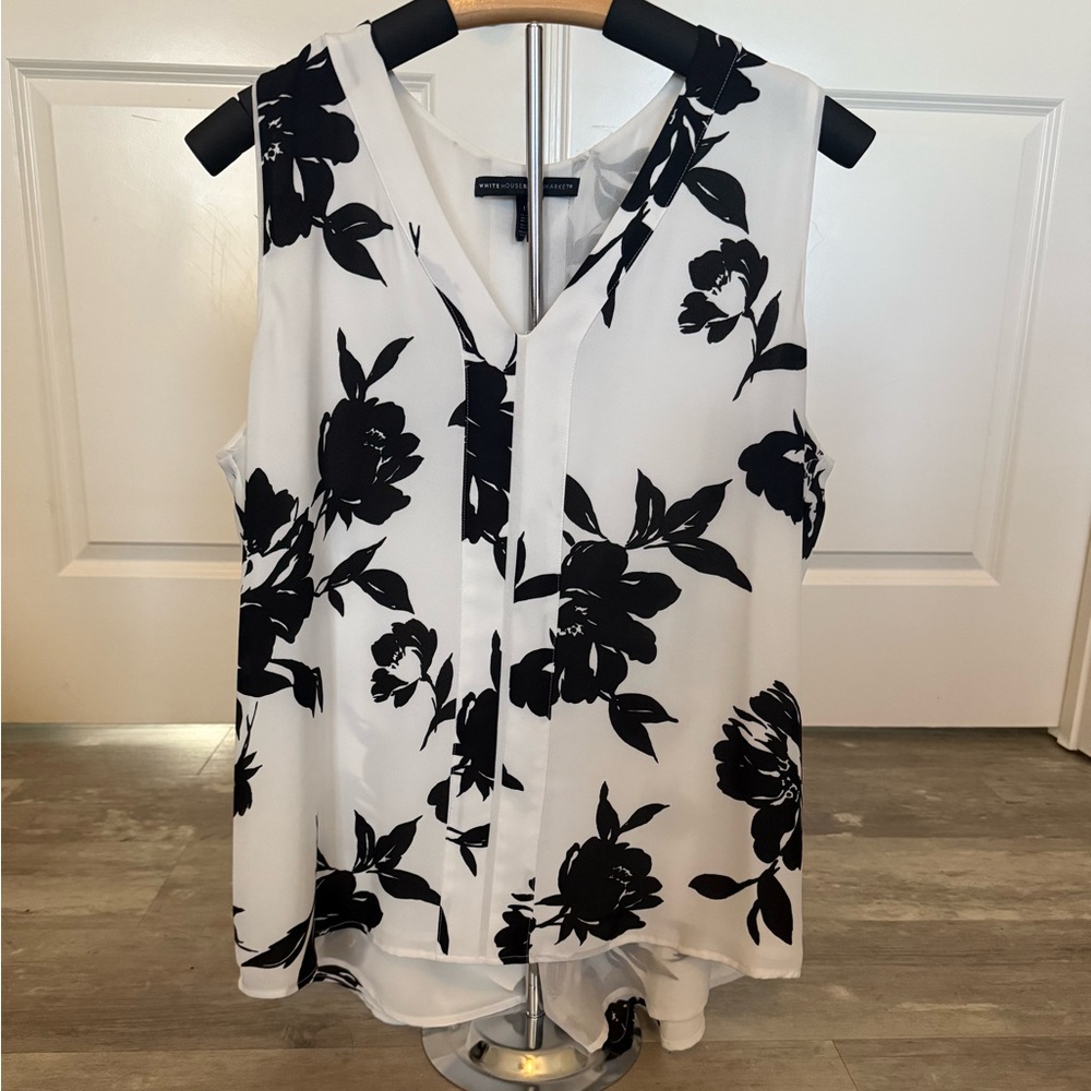 White House Black Market Black Floral Blouse